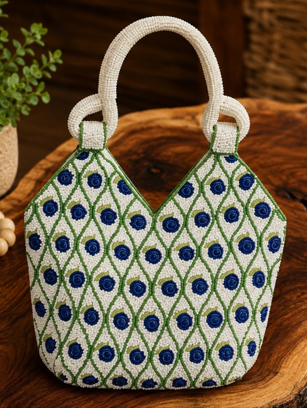 NWT Viral Made In India Handcrafted Beaded Berry Tote Bag